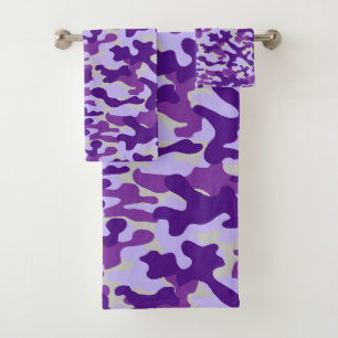 Modern Purple Camouflage Pattern Bath Towel Set