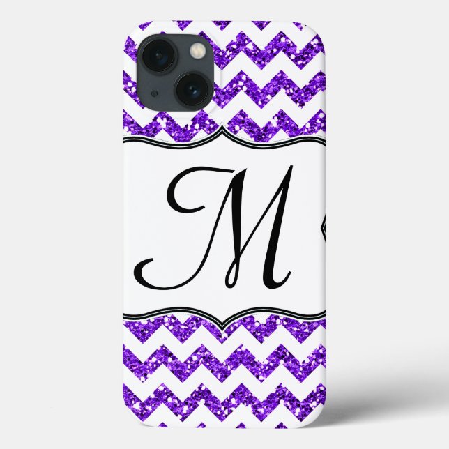 Modern Purple Chevron Girly Monogram IPAD Case (Back)