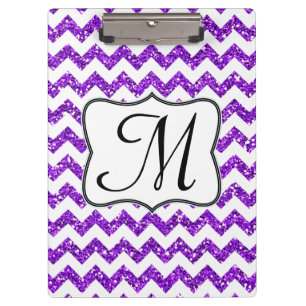 Modern Purple Chevron Monogram Initial Clip Board