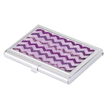 Modern Purple Chevron Pattern Floral Case For Business Cards by celebrateitgifts at Zazzle