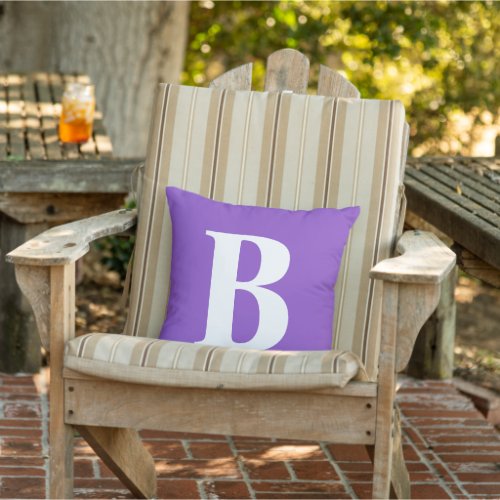 Modern Purple Chic Monogram Outdoor Pillow