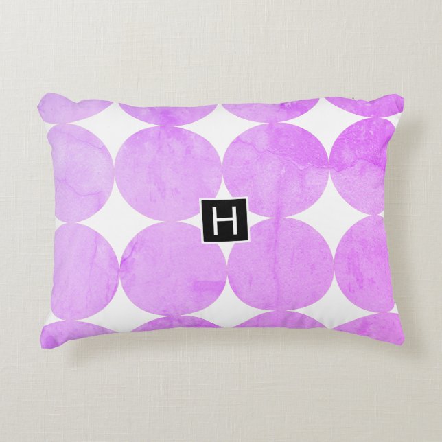 Modern Purple Circles | Monogram Accent Pillow (Front)
