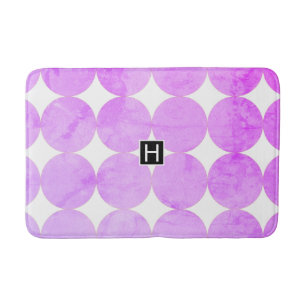 Modern Purple Circles   Monogram Bath Mat