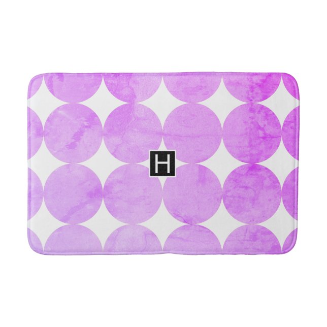 Modern Purple Circles | Monogram Bath Mat (Front)