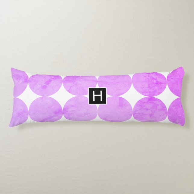 Modern Purple Circles | Monogram Body Pillow (Front)