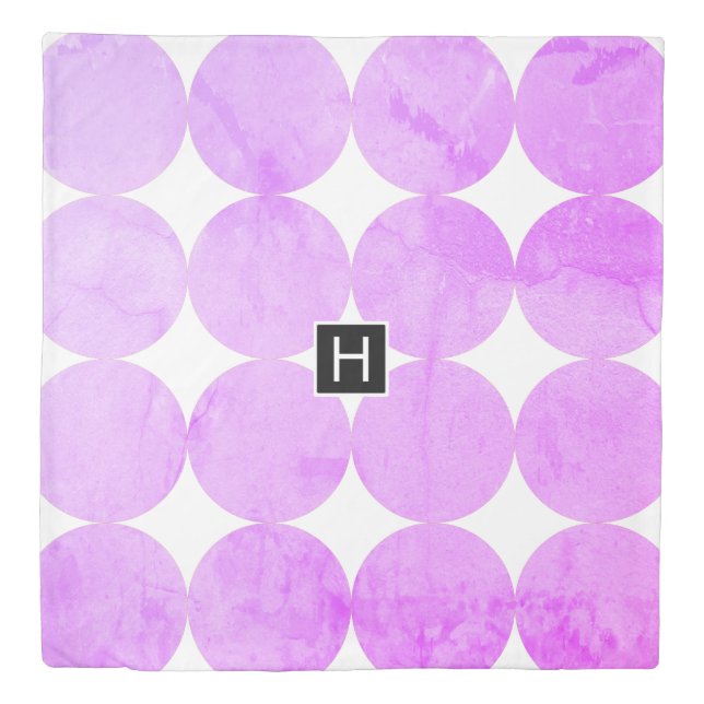Modern Purple Circles | Monogram Duvet Cover (Front)