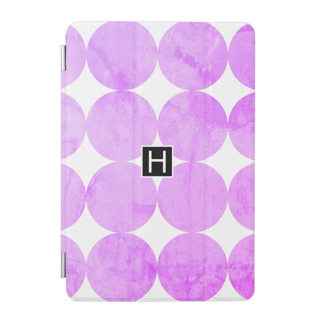 Modern Purple Circles | Monogram iPad Mini Cover (Front)