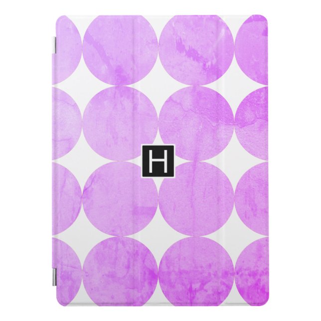 Modern Purple Circles | Monogram iPad Pro Cover (Front)