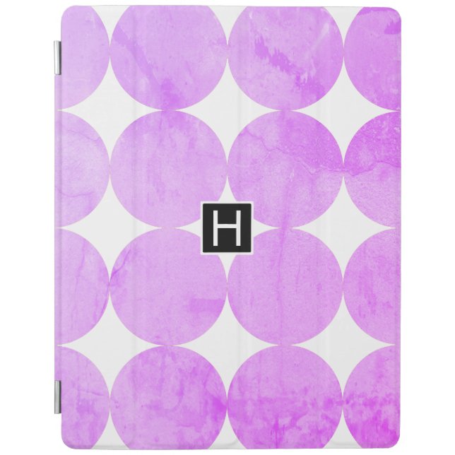 Modern Purple Circles | Monogram iPad Smart Cover (Front)
