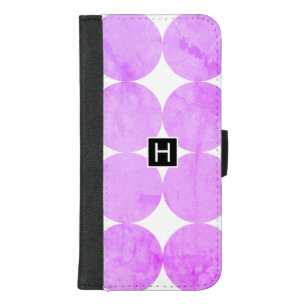 Modern Purple Circles Monogram iPhone 8/7 Plus Wallet Case