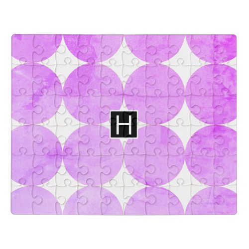 Modern Purple Circles  Monogram Jigsaw Puzzle