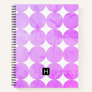 Modern Purple Circles Monogram Notebook