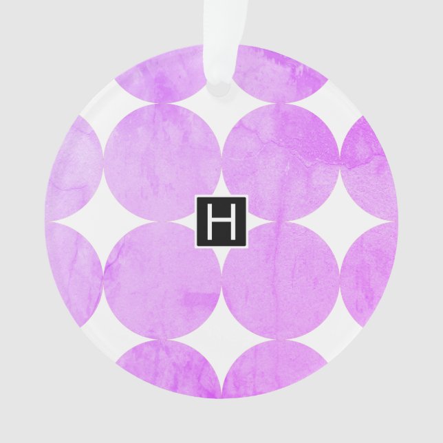 Modern Purple Circles | Monogram Ornament (Front)