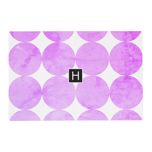 Modern Purple Circles | Monogram Placemat (Front)