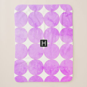 Modern Purple Circles Monogram Sherpa Blanket