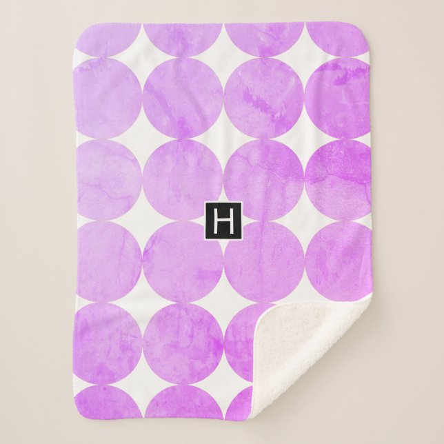Modern Purple Circles | Monogram Sherpa Blanket (Front)