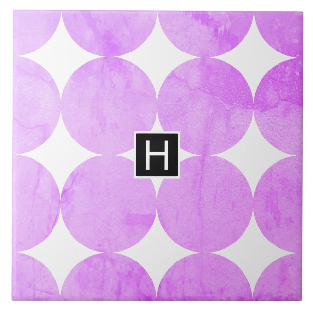 Modern Purple Circles | Monogram Tile (Front)