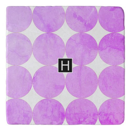 Modern Purple Circles  Monogram Trivet