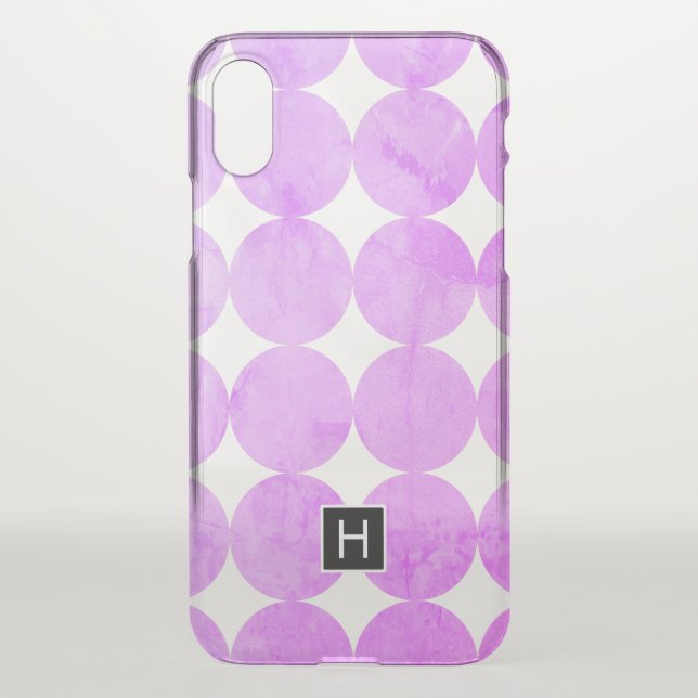 Modern Purple Circles | Monogram Uncommon iPhone Case (Back)