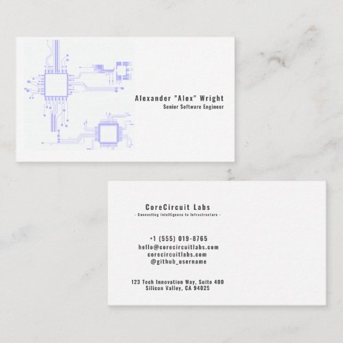 Modern Purple Circuit Board Software Engineer Business Card