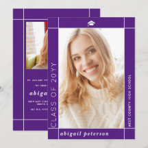 Modern purple Class of 2026 graduation photo