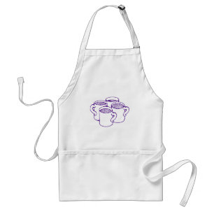 Modern Purple Coffee Mug Line Art Graphic Adult Apron
