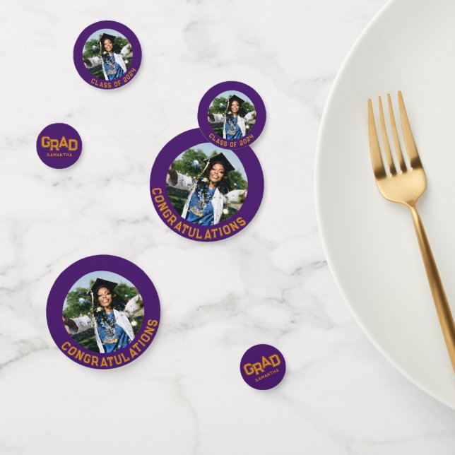 Modern Purple College Grad Custom Photo Graduation Confetti (Group)