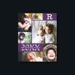 Modern Purple Color Block Family 6 Photo Collage Canvas Print<br><div class="desc">Modern Purple Color Block Family 6 Photo Collage - with personalized family last name, year, and initial letter, all arranged in an elegant grid layout. This modern and sleek design displays 6 of your own pictures beautifully. Available in several colorways to match any room decor. Makes a great holiday keepsake...</div>