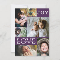 Modern Purple Color Block Family 6 Photo Collage