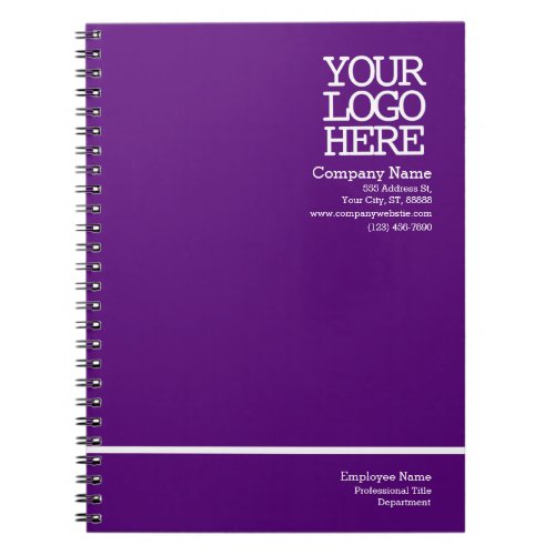 Modern Purple Company Logo  Employee Personalized Notebook