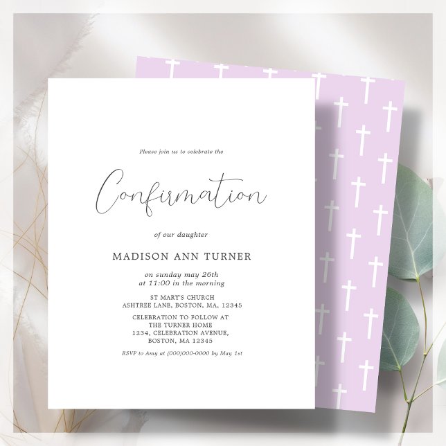 Modern Purple | Confirmation Budget Invitation (Creator Uploaded)
