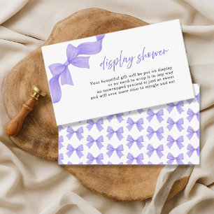 Modern Purple Coquette Bow Display Shower Enclosure Card