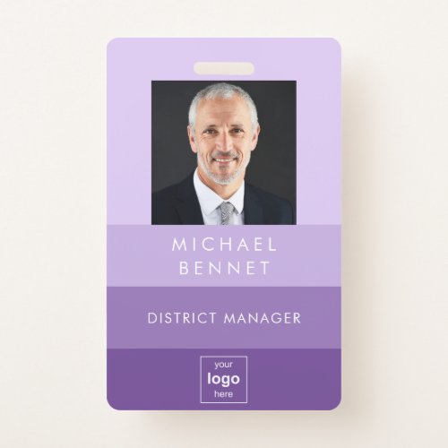 Modern Purple Corporate Photo ID  Badge