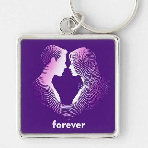 Modern Purple Couple Keychain