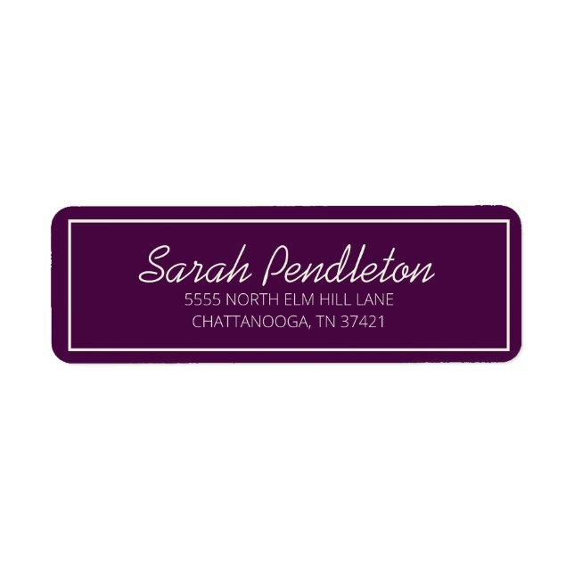 Modern Purple Cream Script Label (Front)