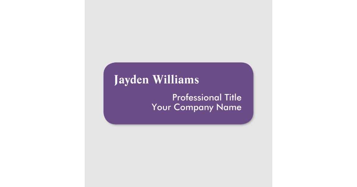 Modern Purple Custom Employee ID Name Tag | Zazzle