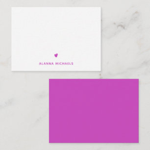 Modern Purple Cute Heart and Name Note Card