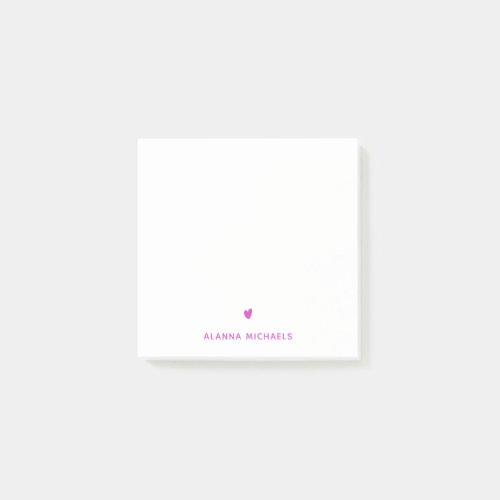 Modern Purple Cute Heart and Name Post_it Notes