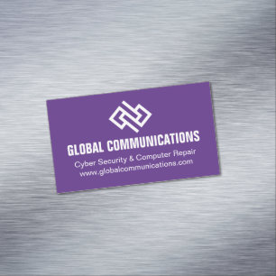 Modern Purple Cyber Security Computer Company Business Card Magnet