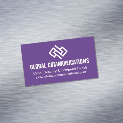 Modern Purple Cyber Security Computer Company Business Card Magnet