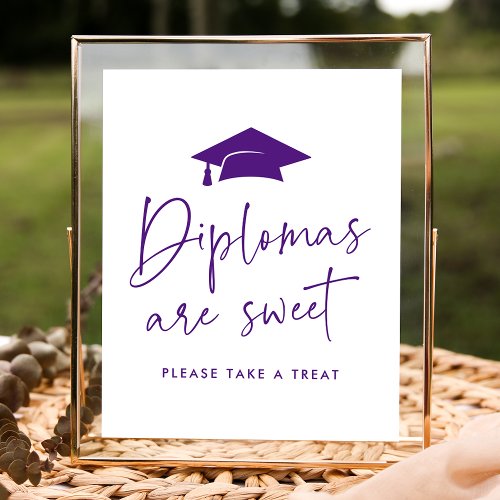 Modern Purple Diplomas Are Sweet Graduation Party Poster
