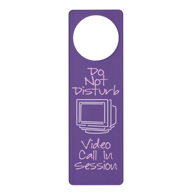 Modern  Purple Do Not Disturb Video Call Door Hanger (Front)