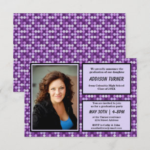 Modern Purple Dots with Photo-3x5Grad Announcement