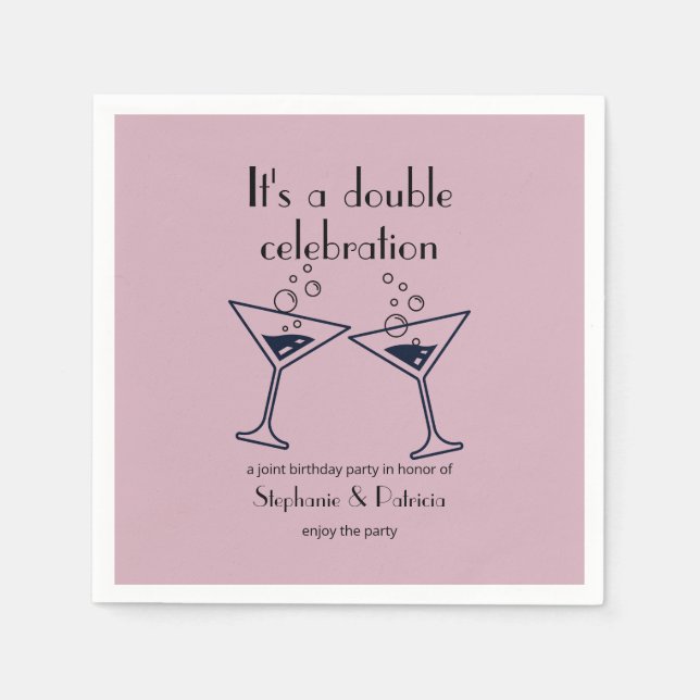 Modern Purple Double Celebration Joint Birthday Napkins (Front)