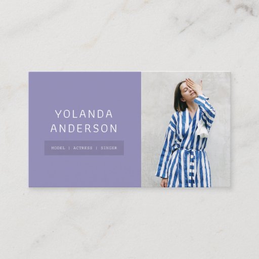 Customizable Modern purple fashion stylist actor model photo business card