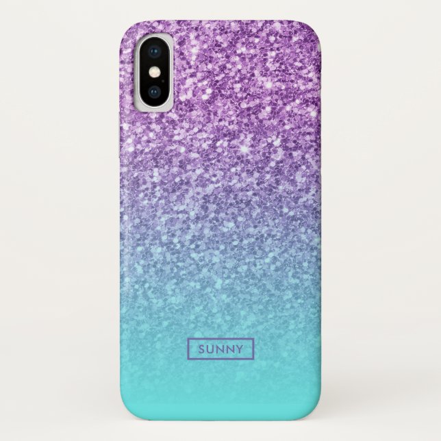 Modern Purple Faux Glitter Turquoise Ombre no.3 Case-Mate iPhone Case (Back)