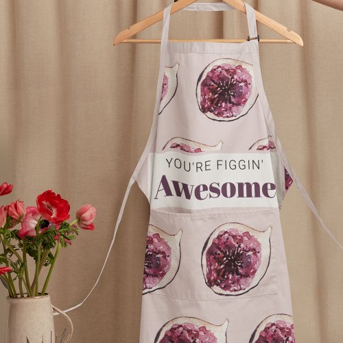 Modern Purple Fig Pattern  Youre Figgin Awesome Apron