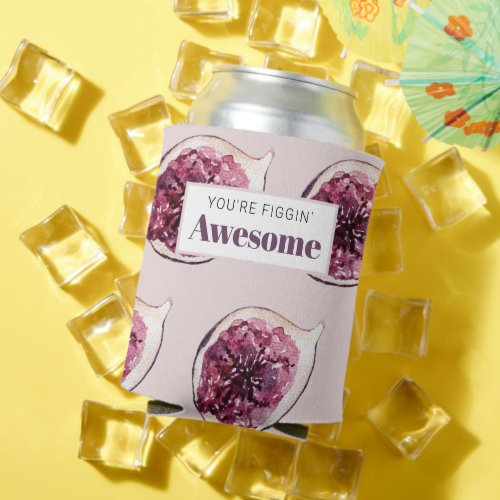 Modern Purple Fig Pattern  Youre Figgin Awesome Can Cooler