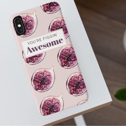 Modern Purple Fig Pattern  Youre Figgin Awesome iPhone XS Max Case
