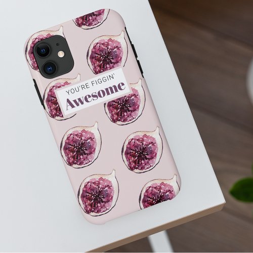 Modern Purple Fig Pattern  Youre Figgin Awesome iPhone 11 Case